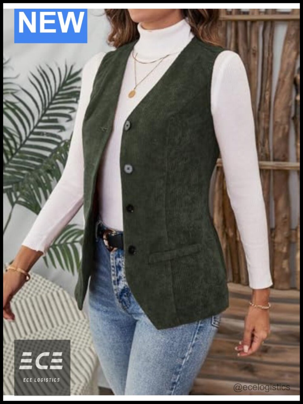 Womens Corduroy Vest Sleeveless Blazer Jacket Business Casual - Picture 3 of 5